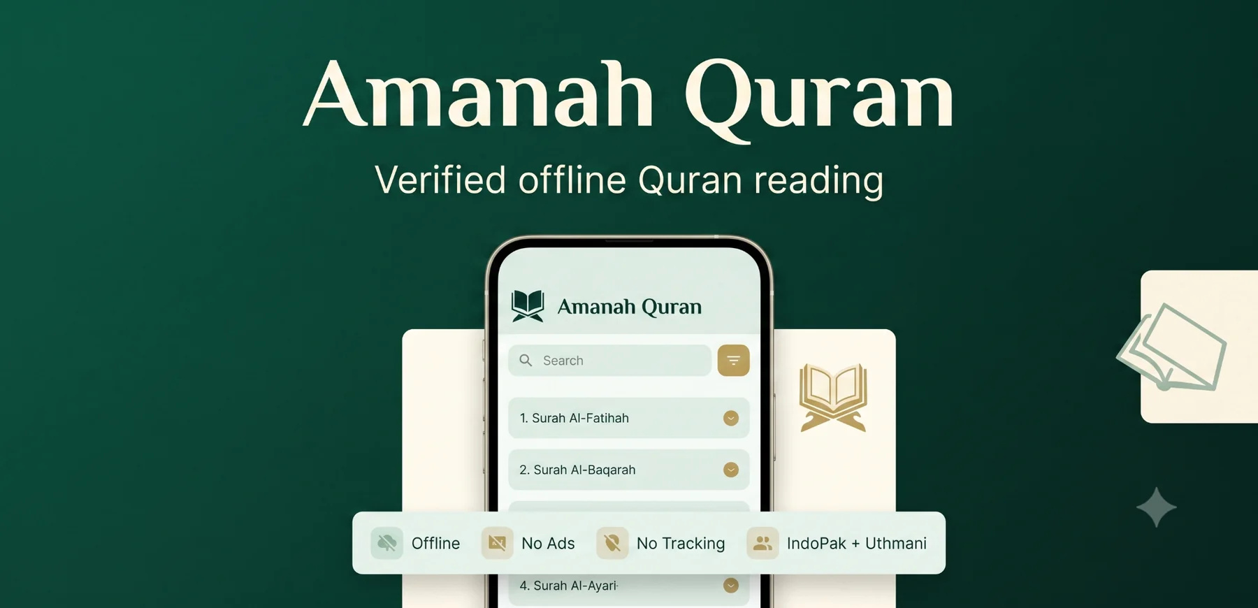 Amanah Quran verified offline Quran reading application
